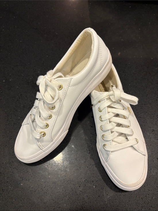 Keds Shoes - Keds White Low-Top Lace-Up Sneakers with Gold Eyelets